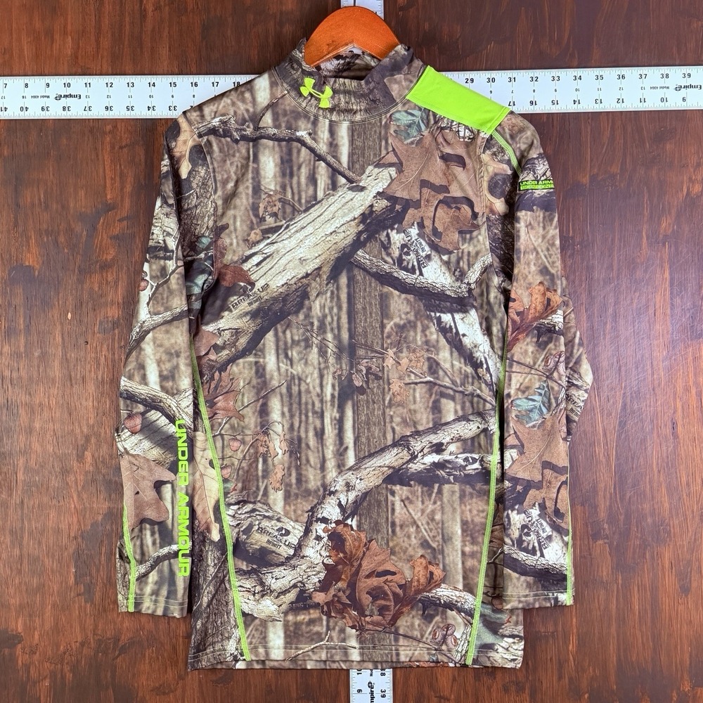 Under Armour Shirt Cold Gear Evo Scent Control‎ Mock Fitted Realtree Camo Medium